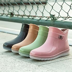 Women's Waterproof Short Rain Boots with Faux Fur Lining, Non-Slip Sole, and Multiple Color Options - Perfect for Winter Outdoor Activities