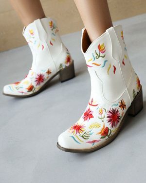 Women's Western Boots White Pointed Toe Cowboy Boots