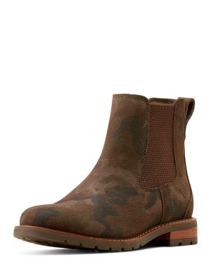 Women's Wexford Chelsea Boots in Camo Suede, B Medium Width, Size 4.5, by Ariat