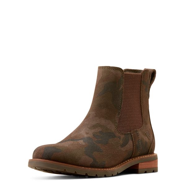 Women's Wexford Chelsea Boots in Camo Suede, B Medium Width, Size 4.5, by Ariat