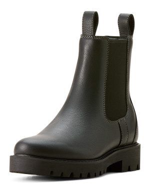 Women's Wexford Lug Mid Waterproof Chelsea Boots in Jet Black, B Medium Width, Size 7, by Ariat
