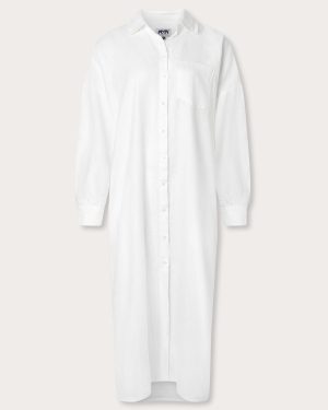 Women's White Sapodilla Linen Shirt Dress