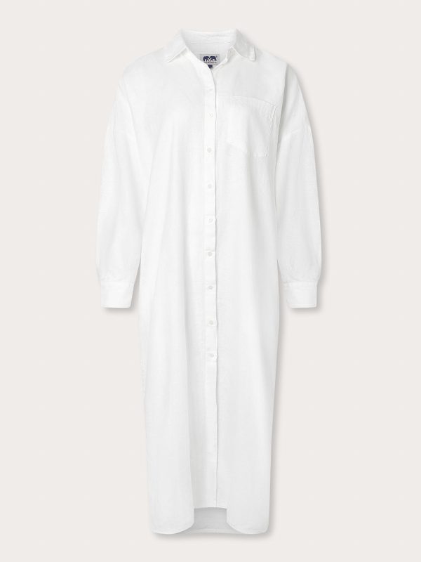 Women's White Sapodilla Linen Shirt Dress