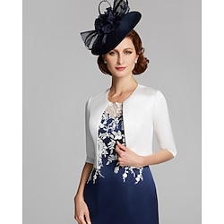Women's Wrap Bolero Shrug Mother's Wedding Guest Wraps Coats / Jackets Pure Basic Half Sleeve Satin Wedding Wraps With Pure Color For Formal Spring Fall dress to impress 2025