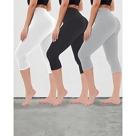 Women's Yoga Pants Sun Protection Tummy Control Butt Lift High Waist Yoga Fitness Gym Workout Capri Leggings Bottoms Violet Black White Sports Activewear High