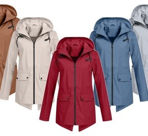 Women'sLightweight Zip Hooded Windbreaker, Burgundy,L