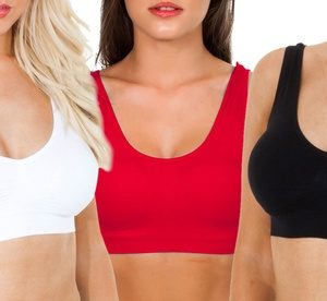 Women'sSeamless Non-Padded Bra, Black-White-Nude,L,Three