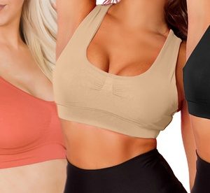 Women'sSeamless Stretch Padded Sports Bra, White,XXXL