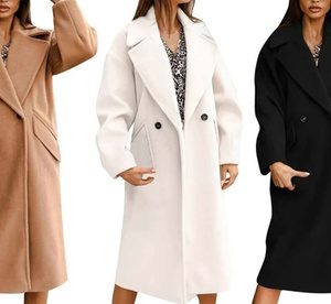 Women'sWool Blend Pea Coat, Khaki, L