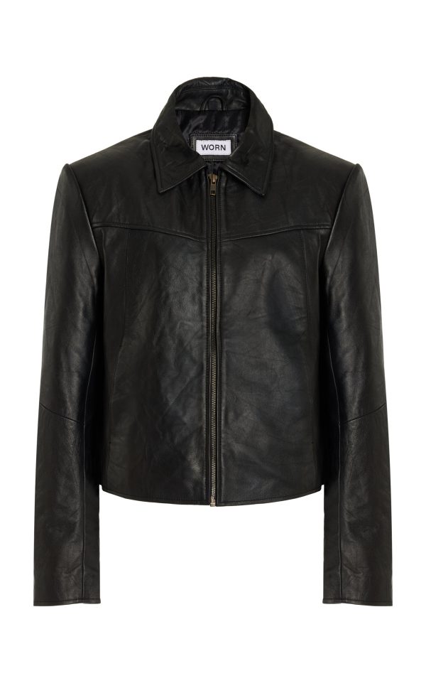 Worn Vintage - Boxy Leather Jacket - Black - M - Moda Operandi