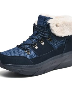 Wryweir Women Fashion Fur Lined Snow Boots Winter Snug Warm 6.5 Blue