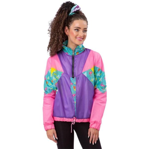 (XL, Pastel) Smiffys Womens/Ladies 80s Costume Windbreaker