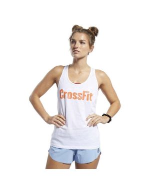 (XS) CrossFitÂ® Tank Top - White - Gym Fitness Workout