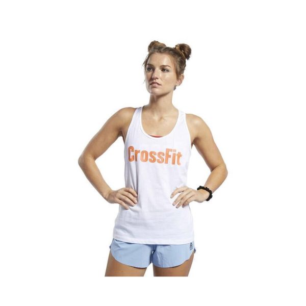 (XS) CrossFitÂ® Tank Top - White - Gym Fitness Workout