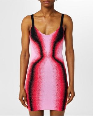 Y PROJECT Gradient Pattern Knitted Mini Dress - Pink