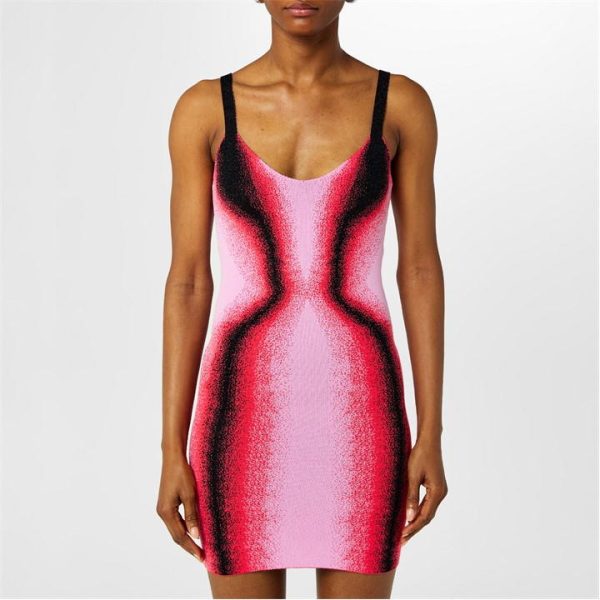 Y PROJECT Gradient Pattern Knitted Mini Dress - Pink
