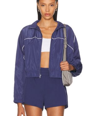 YEAR OF OURS Tennis Windbreaker Jacket in Navy & White - Navy. Size L (also in S, XS).