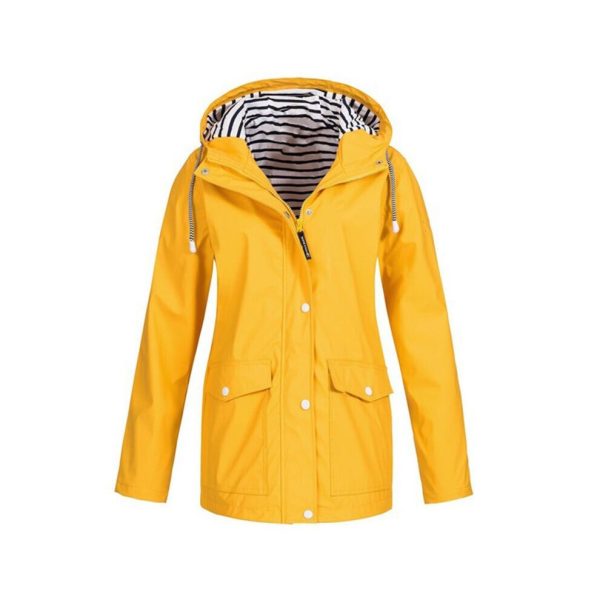 (Yellow, M) Women's Waterproof Raincoat Ladies Outdoor Wind Rain Forest Jacket Coat Rainy