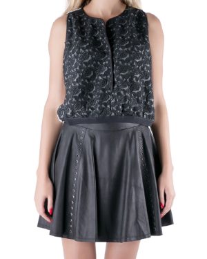 Yigal Azrouel Jet Optic Paisley Embroidered Lace Crop Top M