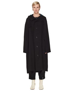 Y's Black Hooded Coat