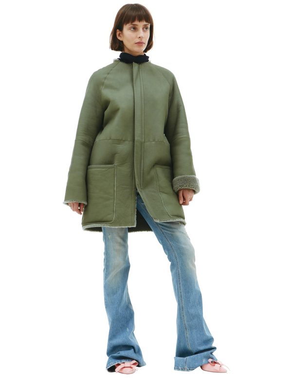 Y's Green Shearling Coat