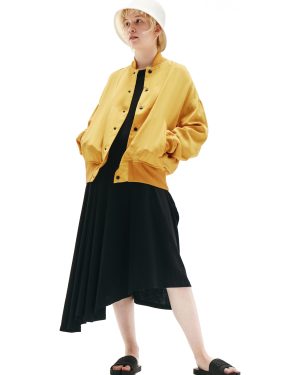 Y's Yellow Silk Printed Bomber Jacket