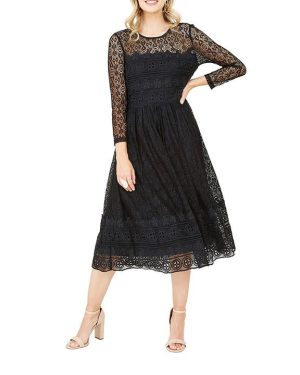 Yumi Black Lace Skater Dress