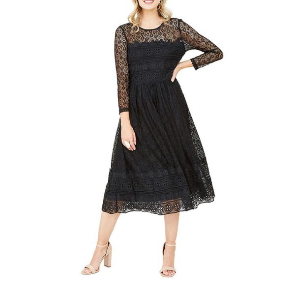 Yumi Black Lace Skater Dress