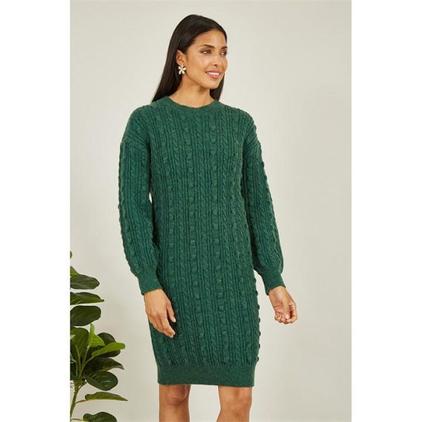 Yumi Green Cable Knit Tunic Dress