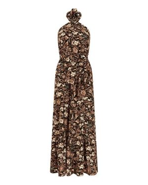 Yumi Yumi Black Batik Cross Neck Maxi Dress