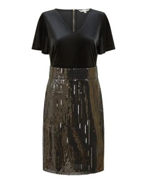 Yumi Yumi Black Velvet And Sequin Fitted Dress