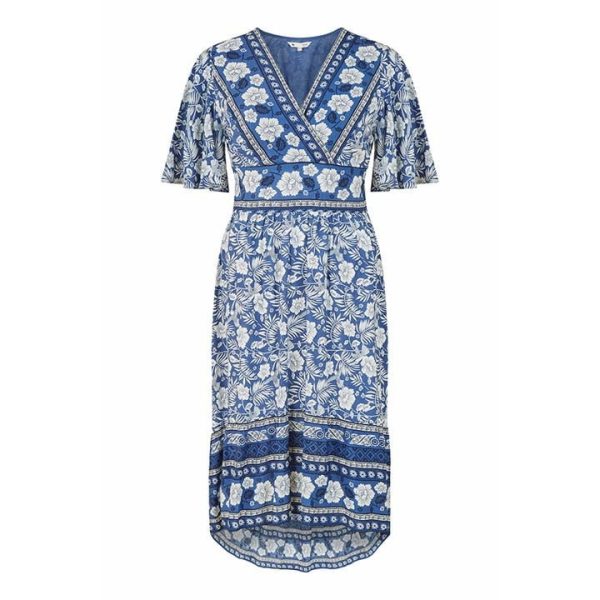 Yumi Yumi Blue Floral Print High Low Maxi Dress