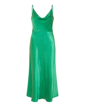 Yumi Yumi Green Satin Cowl Neck Slip Dress
