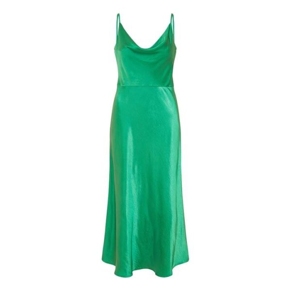Yumi Yumi Green Satin Cowl Neck Slip Dress