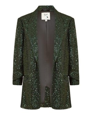 Yumi Yumi Green Sequin Blazer With Pockets