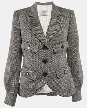 Yves Saint Laurent Black/White Micro Checks Wool Blazer M