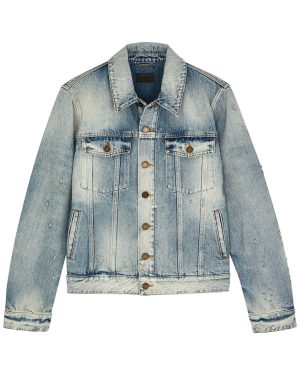 Yves Saint Laurent Blue Distressed Denim Jacket - 10