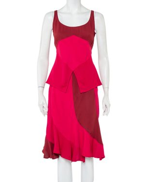 Yves Saint Laurent Rive Gauche Vintage Two Tone Paneled Crepe Tank Top & Skirt Set S