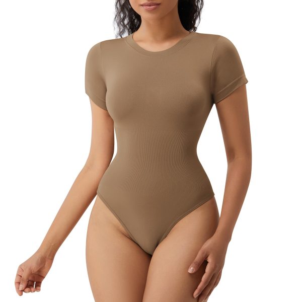 ZAIQUN Crew Neck Short Sleeve Bodysuit Short Sleeve Bodysuit For