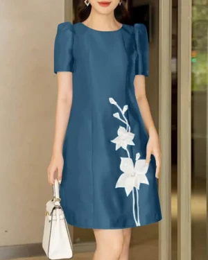 ZANZEA Flowers Print Womens Elegant Party Wedding Satin A-Line Dress Floal Print Dresses