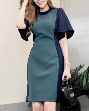 ZANZEA Korean Style Women's Dresses Elegant Fashion Short Sleeve Elastic Waist Party Bodycon Dress