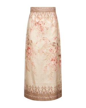 ZIMMERMANN | Pink linen Illuminate midi pencil skirt | Women | 1