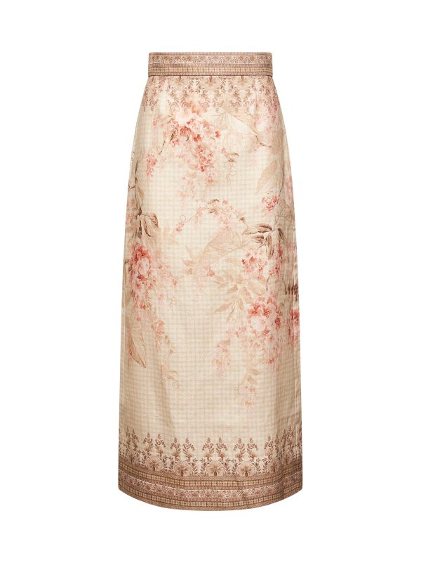 ZIMMERMANN | Pink linen Illuminate midi pencil skirt | Women | 1