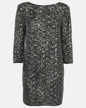 Zadig & Voltaire Deluxe Black/Gold Sequin Rousse Mini Dress M