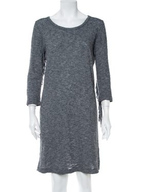 Zadig & Voltaire Grey Wool Winter Fringes Mini Dress S