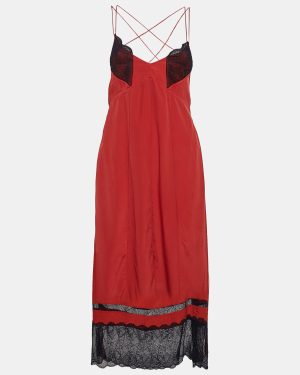 Zadig & Voltaire Red Lace Trim and Silk Roses Deluxe Slip Dress M