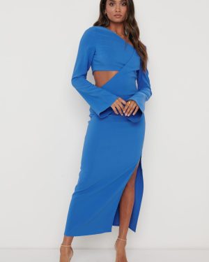 Zariah Cut Out Midaxi Dress - Blue, 26