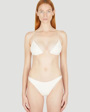 Ziah Fine Strap Triangle Bikini Top - Woman Swimwear White Uk - 12