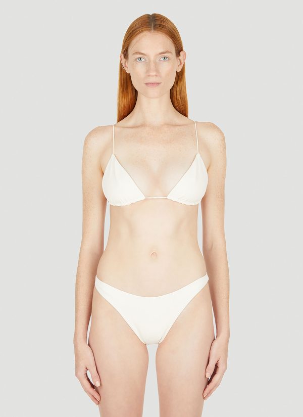 Ziah Fine Strap Triangle Bikini Top - Woman Swimwear White Uk - 12