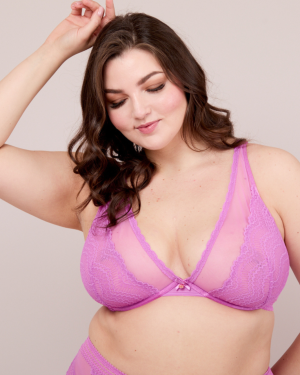 Zig Zag Lace High Apex Underwired Bra - 38FF / Violet